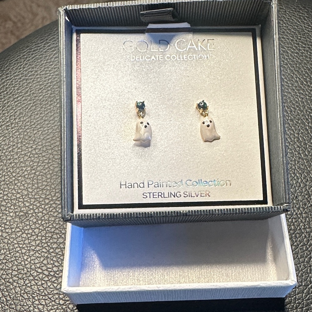Gold Cake Sterling Silver Ghost Earrings